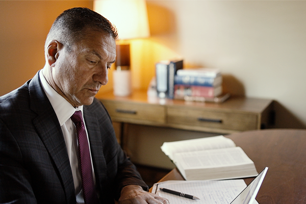 Male attorney working at desk