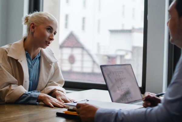 Young women meeting with an attorney